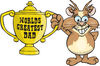 Guinea Pig Character Holding A Golden Worlds Greatest Dad Trophy
