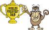 Monkey Character Holding A Golden Worlds Greatest Dad Trophy