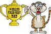 Meerkat Character Holding A Golden Worlds Greatest Dad Trophy