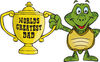Tortoise Character Holding A Golden Worlds Greatest Dad Trophy