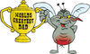 Mozzie Mosquito Character Holding A Golden Worlds Greatest Dad Trophy