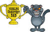 Panther Wildcat Character Holding A Golden Worlds Greatest Dad Trophy