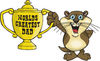 Otter Character Holding A Golden Worlds Greatest Dad Trophy