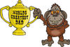 Orangutan Character Holding A Golden Worlds Greatest Dad Trophy