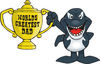 Orca Whale Character Holding A Golden Worlds Greatest Dad Trophy