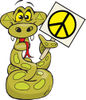 Peaceful Python Snake Character Holding A Peace Sign With His Tail