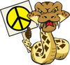 Peaceful Rattlesnake Character Holding A Peace Sign With His Tail