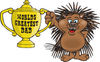 Porcupine Character Holding A Golden Worlds Greatest Dad Trophy