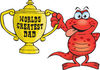 Red Salamander Character Holding A Golden Worlds Greatest Dad Trophy