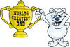 Polar Bear Character Holding A Golden Worlds Greatest Dad Trophy