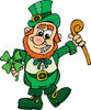 St Patricks Day Leprechaun Holding A Clover And Cane