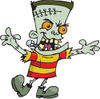 Frankenstein Kid With Orange Eyes, Holding His Arms Out And Walking