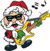 Royalty-Free (RF) Clipart Illustration of Santa Claus Wearing Shades, Rocking Out And Playing A Guitar