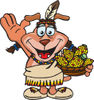 Thanksgiving Native American Sparkey Dog Holding A Bowl Of Corn