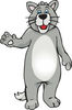 Tall Gray Fat Cat Walking On Its Hind Legs