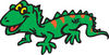Happy Green Lizard With Orange Stripes