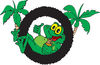 Cool Frog Relaxing In A Ring Logo With Palm Trees