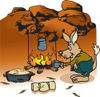 Bilby Camping And Cooking Over A Fire In The Outback