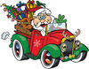 Santa Waving And Driving A Ute Truck Sleigh