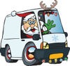 Friendly Santa Driving A Delivery Van