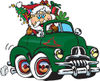 Santa Waving And Driving A Green Fj Holden Truck Sleigh