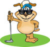 Sparkey Dog Leaning On A Golf Club