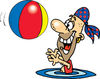Pirate Guy Swimming And Playing With A Beach Ball - Version 2