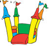 Royalty-Free (RF) Clipart Illustration of an Open Colorful Bounce Castle