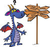 Purple Dragon Standing Confused At A Crossroads