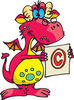 Pink Stern Dragon Holding A Copyright Symbol