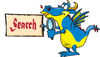 Blue Dragon Holding A Magnifying Glass And Search Sign