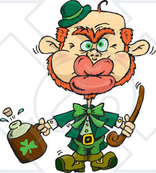 Clipart St Patricks Day Leprechaun Puckering His Lips For A Kiss - Royalty Free Vector Illustration