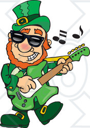 Clipart St Patricks Day Leprechaun Playing Rock And Roll St Patrock - Royalty Free Vector Illustration