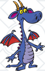 Clipart Confused Purple Dragon - Royalty Free Vector Illustration