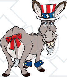 Clipart Patriotic Uncle Sam Independence Day Or Tax Time Donkey Looking Back - Royalty Free Vector Illustration