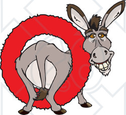 Clipart Happy Donkey In A Red Ring - Royalty Free Vector Illustration
