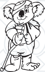 Clipart Black And White Aussie Koala With Injuries - Royalty Free Vector Illustration