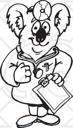 Clipart Black And White Aussie Koala Doctor - Royalty Free Illustration