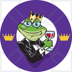 Clipart Frog Prince With Red Wine Logo - Royalty Free Vector Illustration