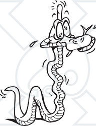 Clipart Black And White Beat Up Snake - Royalty Free Vector Illustration