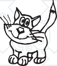 Clipart Black And White Cat - Royalty Free Vector Illustration