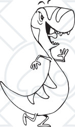 Clipart Black And White Running T Rex - Royalty Free Illustration