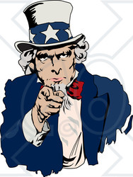 Clipart of Uncle Sam Pointing Outwards - Royalty Free Vector Illustration