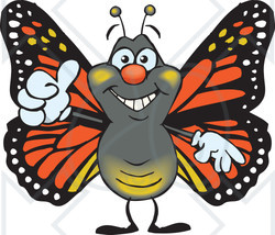 Clipart of a Happy Monarch Butterfly Giving a Thumb up - Royalty Free Vector Illustration