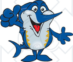 Clipart of a Happy Marlin Fish Giving a Thumb up - Royalty Free Vector Illustration