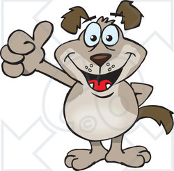 Clipart of a Happy Brown Dog Giving a Thumb up - Royalty Free Vector Illustration