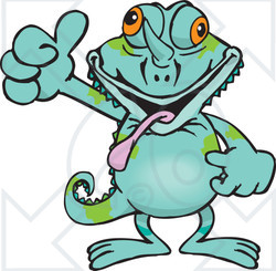 Clipart of a Happy Chameleon Lizard Giving a Thumb up - Royalty Free Vector Illustration