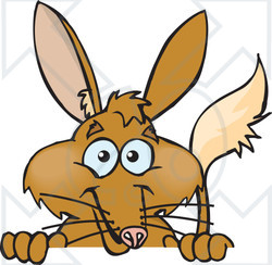 Clipart of a Happy Bilby Peeking over a Sign - Royalty Free Vector Illustration
