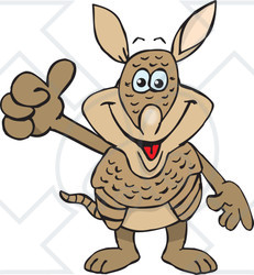 Clipart of a Happy Armadillo Giving a Thumb up - Royalty Free Vector Illustration