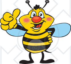 Clipart of a Happy Bee Giving a Thumb up - Royalty Free Vector Illustration